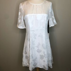 Lulu’s | White Floral A-Line Dress with 1/2 Sleeve